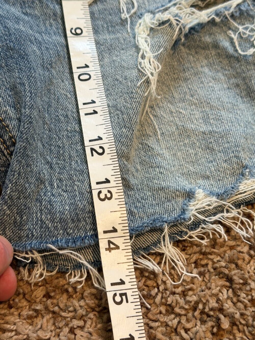 Eunina Kailey High Rise Biker Shorts Medium Wash Blue Denim Size S - Picture 10 of 10